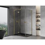 MEXEN/S - Mist-H L Duo sprchový kout dveře křídlové 90 x 75, transparent, zlato 8A5L-090L-075P-50-00