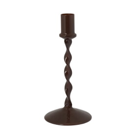 Storefactory Skleněný svícen Eneby Brown 20 cm, hnědá barva, čirá barva, sklo