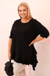 Dámská blůza Plus Size s bavlnou, kapsou a ohrnutým rukávem kiwi UNI