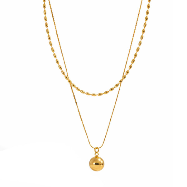 Dvojitý náhrdelník z chirurgické oceli Liu Gold, Zlatá 40 cm + 6 cm (prodloužení)