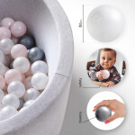 PLUSH NEST PLUSH NEST Míčky do suchého bazénu Ø 6 cm 200 ks (perleťové, stříbrné, perleťově světle růžové)