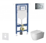GEBERIT - Duofix Set předstěnové instalace, klozetu a sedátka Duravit ME by Starck, tlačítka Sigma01, Rimless, SoftClose, lesklý chrom SANI11CP1103