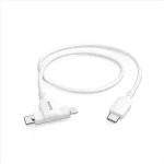 Hama USB-C kabel 2v1 bílá / USB-C + Lightning MFi / 1,5 m (201722)