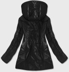 Černá dámská bunda barevnou kapucí (7722) odcienie czerni