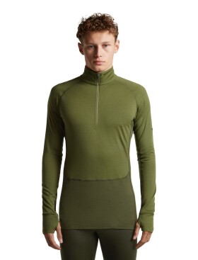 Pánské merino triko dlouhý rukáv, 1/2 zip ICEBREAKER Mens Merino 200 ZoneKnit LS Half Zip, Dark Loden/Sphagnum/Cb velikost: XL