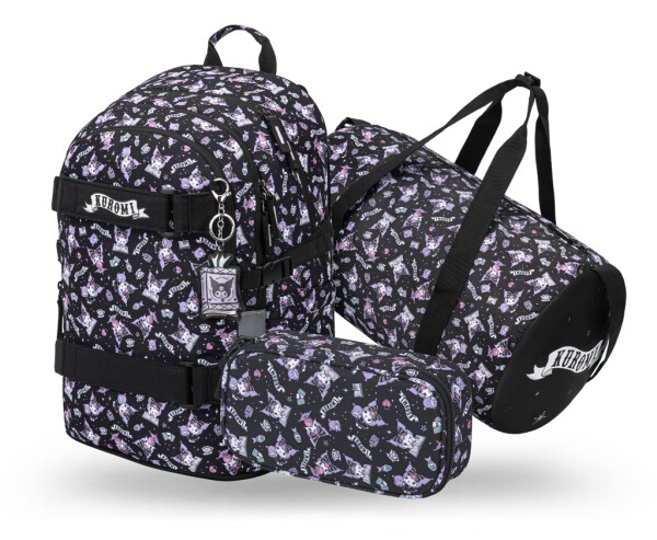 3 SET Skate Kuromi Black: batoh, penál, sáček