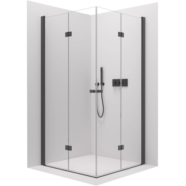 CERANO - Sprchový kout Volpe Duo L/P - 6 mm - černá matná, transparentní sklo - 120x120x190 - zalamovací CER-670660