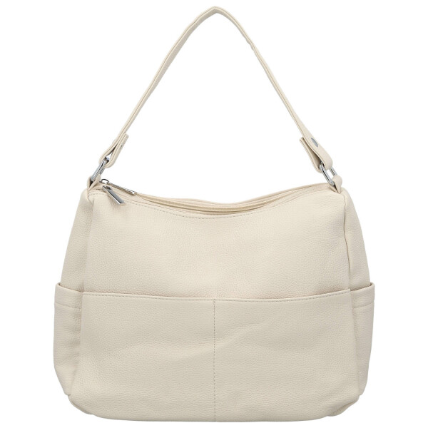 Stylová dámská koženková kabelka na rameno Irenea, krémová