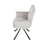 Židle jídelní, krémová manšestrová látka, 360° vratný mechanismus, černý kov