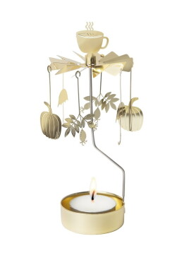 Pluto Design Rotující svícen Autumn Vibes, zlatá barva, kov