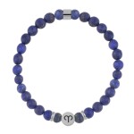 Náramek znamení zvěrokruhu Zodiac - 6 mm lapis lazuli, 12 druhů, Kozoroh (22.12. - 20.1.) Modrá 25 cm