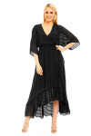 Lehké dámské šaty asymetrickou sukní černé Černá LULU&LOVE Černá