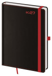 Týdenní diář 2027 Helma A5 Black Red s poutkem