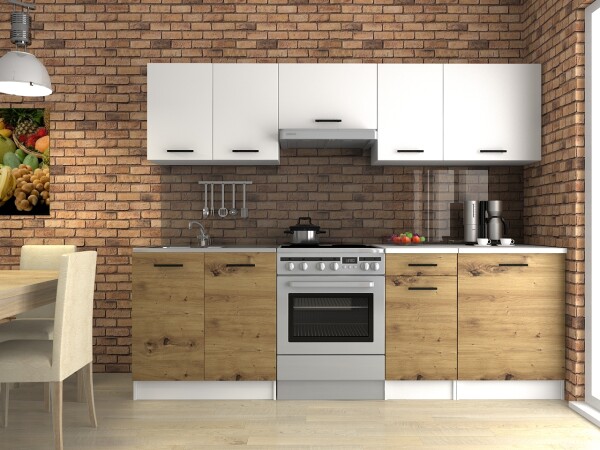FRONTI Kuchyňská linka LUIZA 240x180 - Bílá + artisan