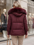 Dámská zimní prošívaná bunda s kapucí, vínová, FashionStreet TY6003 XXL