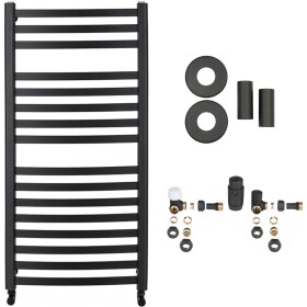 CERANO Koupelnový radiátorový set Paolo - ústřední vytápění - boční připojení - 604W - černá matná - 1090x550 mm