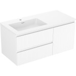 MEXEN/S - Rivel koupelnová skříňka 100 cm s umyvadlem Otis levá, 2S, 1D, reliéf, bílá mat 91A23-10047-3-BBFFF01-W18L01