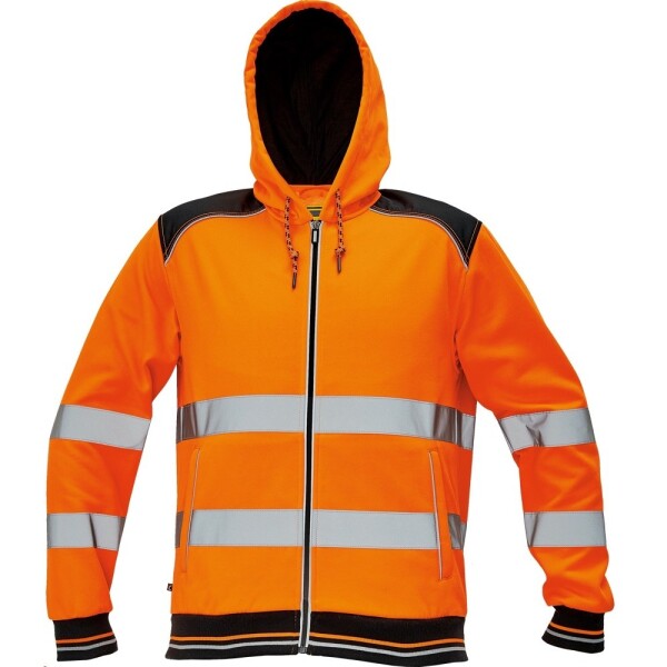 CRV Cerva Mikina KNOXFIELD Hi-Vis HOODIE pánská reflexní oranžová na zip s kapucí XS oranžová