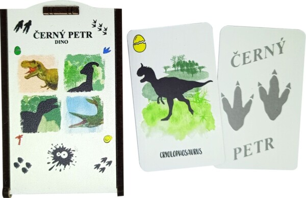 Černý Petr Dino se stíny dřevěná krabička