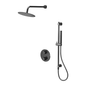 CERSANIT - Sada B916: podomítková vano-sprchová termostatická baterie ZEN, gun metal black S952-046