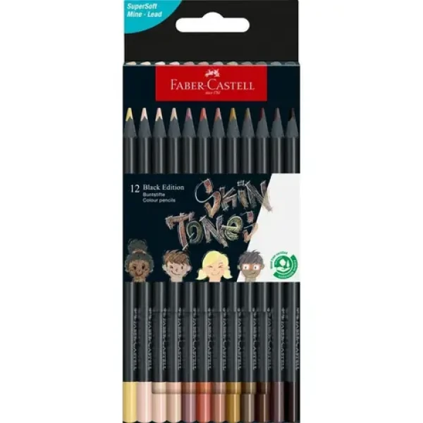 FABER-CASTELL Black Edition Skin Tones - Pastelky - papírová krabička 12 ks (116414)