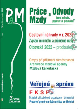 PaM 3/2022 Cestovní náhrady v roce 2022 - Ladislav Jouza