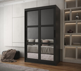 Šatní skříň Abi Miror Barva korpusu: Černá, Rozměry: 120 cm, Dveře: Černá