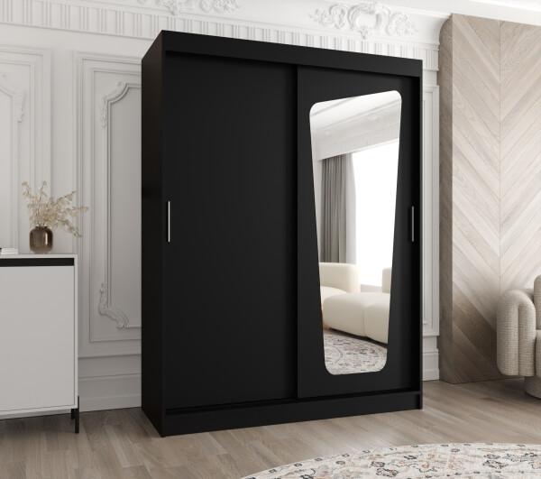 Šatní skříň Abi Moka Rozměry: 150 cm, Barva korpusu + barva dveří: Černá + Černá