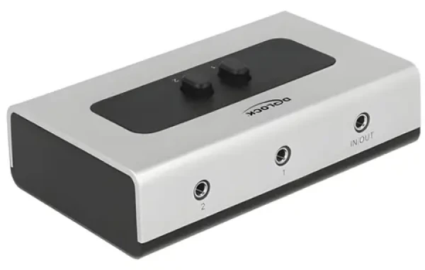 Delock jack 3.5 mm 2 port šedočerná / Přepínač / ruční / obousměrný (87699)