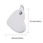 Přívěsek z nerezové oceli - platinový - srdce - 10 x 12 x 1 mm - 1 ks