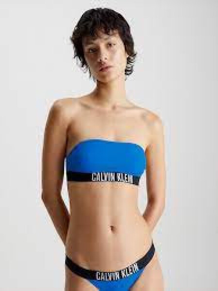 Dámská plavková podprsenka Bandeau KW0KW01966 C4X modrá-černá - Calvin Klein M