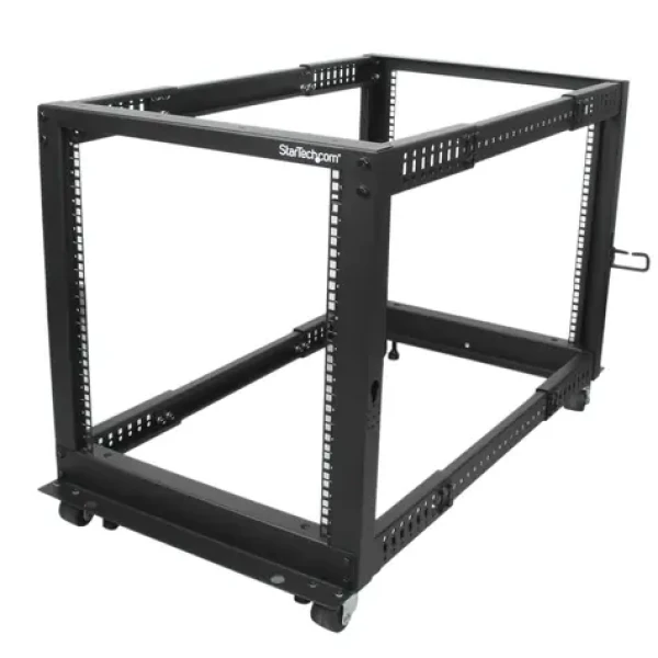 StarTech Open Frame 12U černý / Stojanový rack / 19" / nastavitelná hloubka / nosnost 544 kg (4POSTRACK12U)