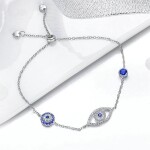 Stříbrný náramek talisman Evil Eye, stříbro 925/1000, Stříbrná Nastavitelná