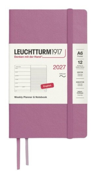 Týdenní plánovač & Zápisník Dusty Rose, Pocket A6 2027, Softcover, anglicky