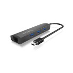 IcyBox IB-HUB1406-C USB Hub šedá / 3x USB 3.0 / 1x RJ-45 (IB-HUB1406-C)