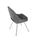 Židle jídelní, šedá látka, kovové nohy, broušená nerez.