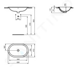 IDEAL STANDARD - Connect Umyvadlo zápustné 620x410 mm, s přepadem, Ideal Plus, bílá E5049MA