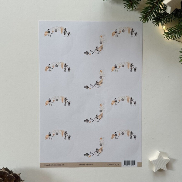 Be Nice Vánoční samolepicí jmenovky - Přírodní