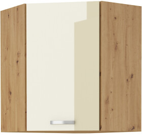 Horní rohová skříňka Artisan 60x60 GN-72 1F (45°) Barva korpusu: Dub artisan, Barva dvířek: Krémový lesk