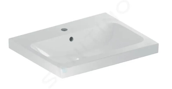 GEBERIT - iCon Umyvadlo 600x480x160 mm, s přepadem, s otvorem pro baterii, KeraTect, bílá 501.834.00.2