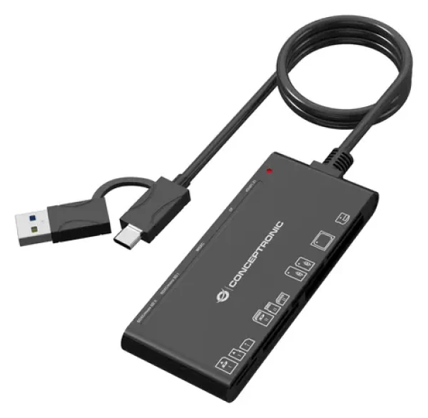 Conceptronic BIAN10B černá / Čtečka paměťových karet / 7v1 / USB-A/USB-C 3.2 Gen 1 (BIAN10B)