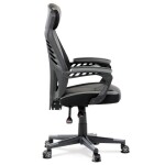 Herní křeslo, šedá, černá ekokůže a černá látka a síťovina MESH, PCA mech