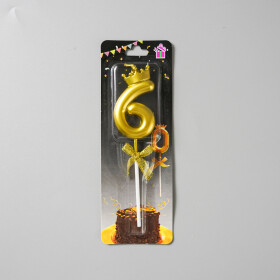 Dortová svíčka s "korunkou" zlatá č.6