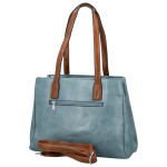 Trendy dámská koženková kabelka na rameno Remiga, džínově modrá