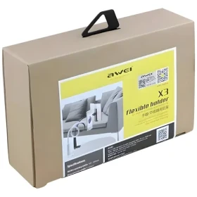 AWEI X3 bílá / Stolní držák telefonu a tabletu / 4-10,5" / flexibilní rameno / uchycení na stůl (X3W)