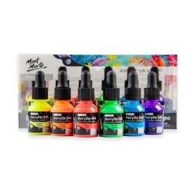 Mont Marte Premium sada akrylových inkoustů Fluo 6 x 20 ml