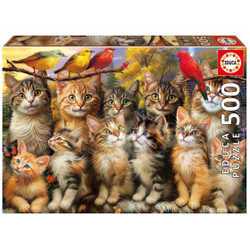 Puzzle Kočky a ptáci 500 dílků