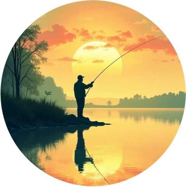 Obrázek Jedlý papír na dort Rybář a západ slunce