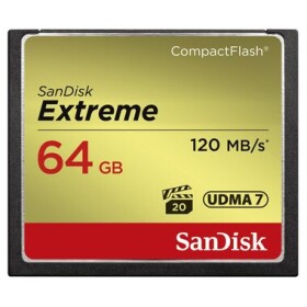 SanDisk Extreme CF 567x 64GB / čtení: až 120 MBs / zápis: až 85 MBs (SDCFXSB-064G-G46)