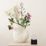 Ferm Living Exkluzivní set: váza Shell Pot + aranžovací kroužek Hanataba, bílá barva, plast, keramika